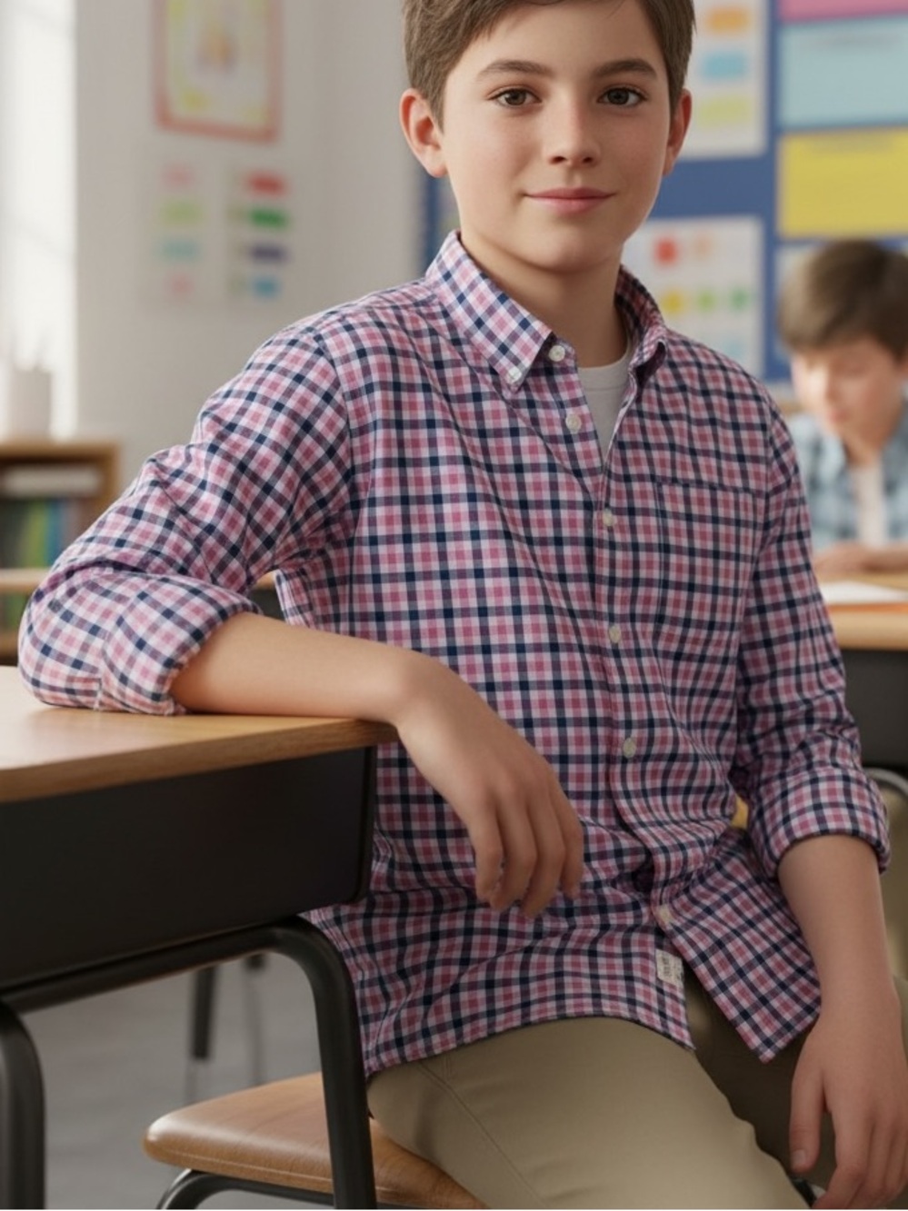 Dressed Up By Gymboree Pink & Blue Check Button-Down Shirt